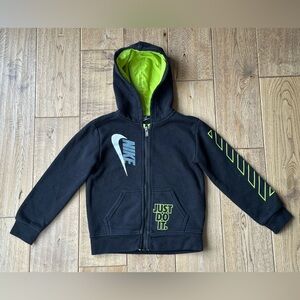 Nike Toddler Black and Neon Full Zip Hoodie Sweatshirt size 3T